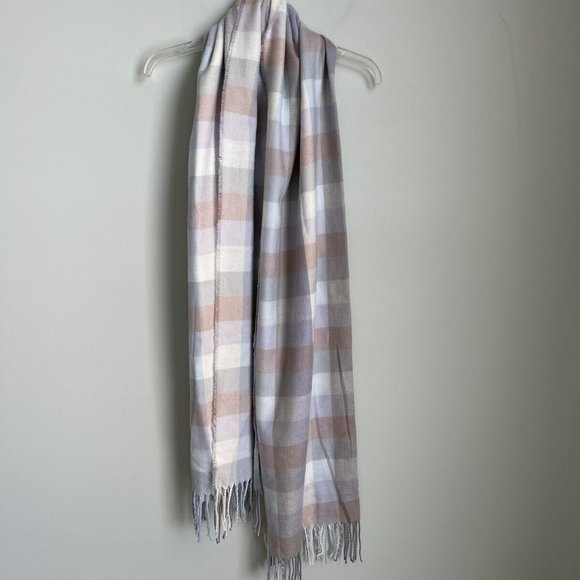 New Eddie Bauer Hyacinth Plaid Stine's Favorite Flannel Scarf Fringed - Picture 1 of 6